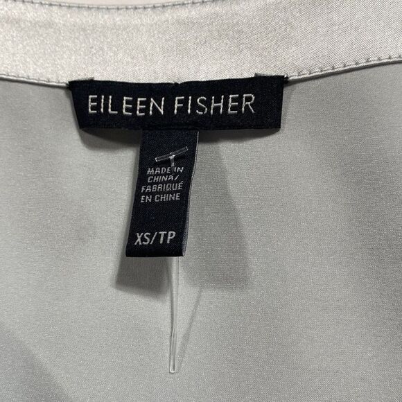 Eileen Fisher Silk Charmeuse Stretch Sleeveless Asymmetric Tunic Top Grey XS - Picture 11 of 14